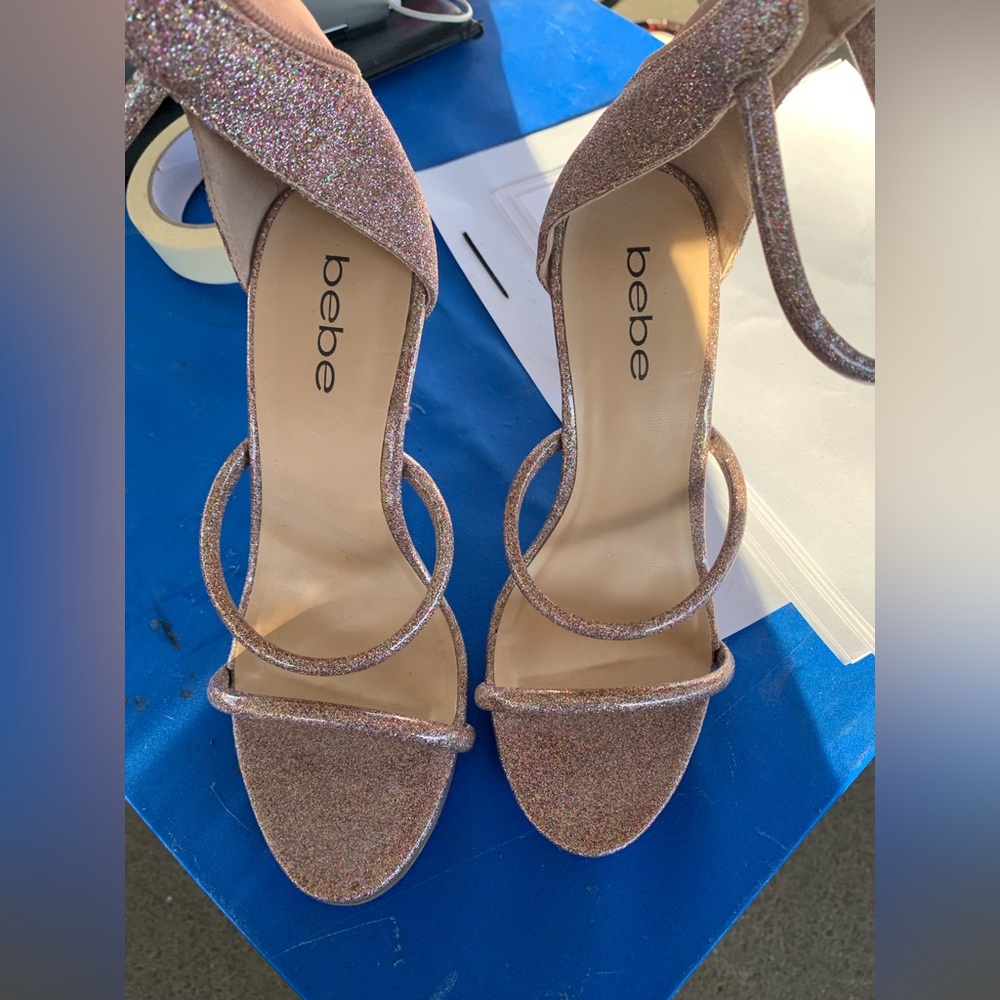 Bebe pink glitter high heels